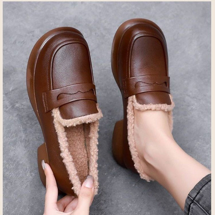 Add cotton loafers thickened women's cotton shoes low heels