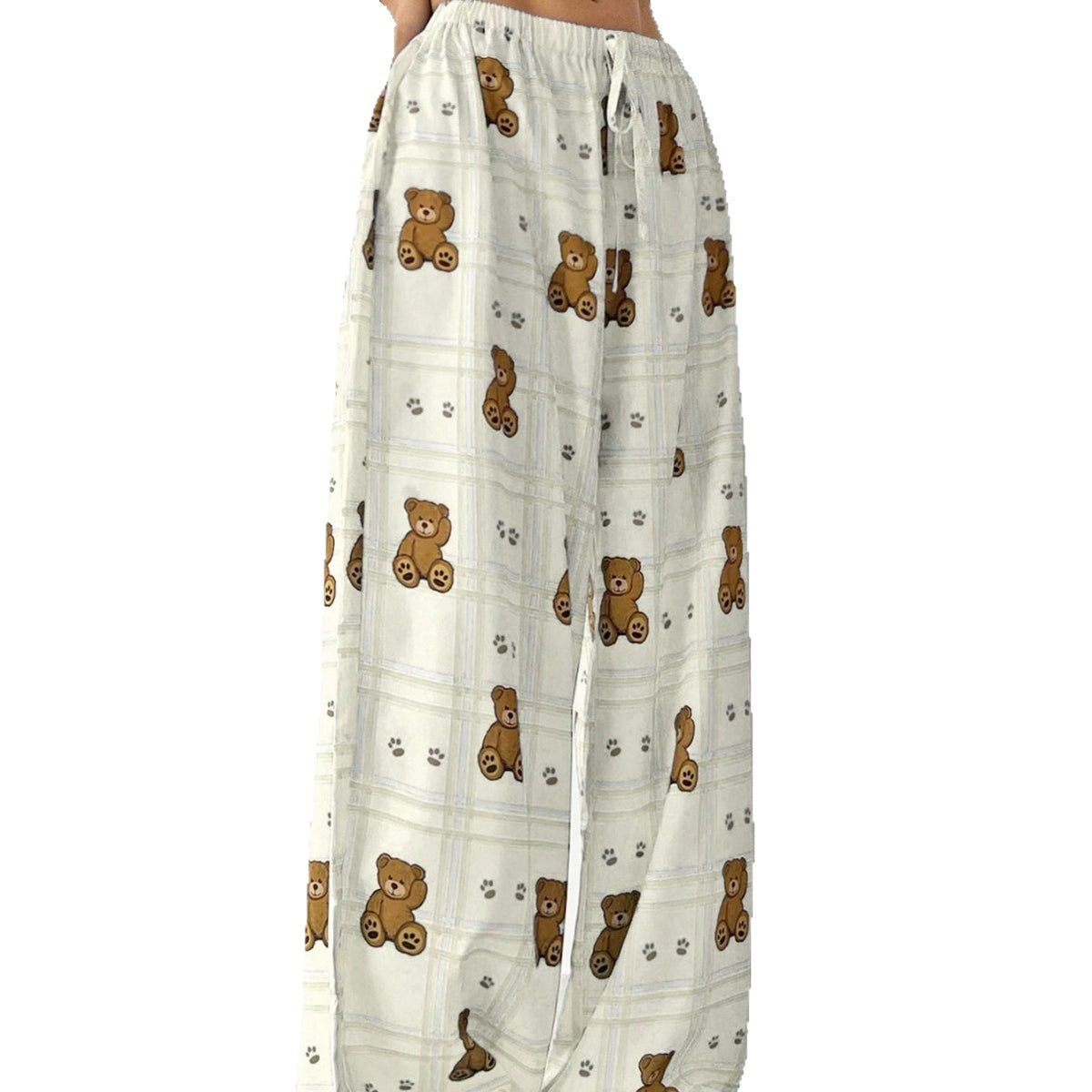 Elastic waist wide leg pants