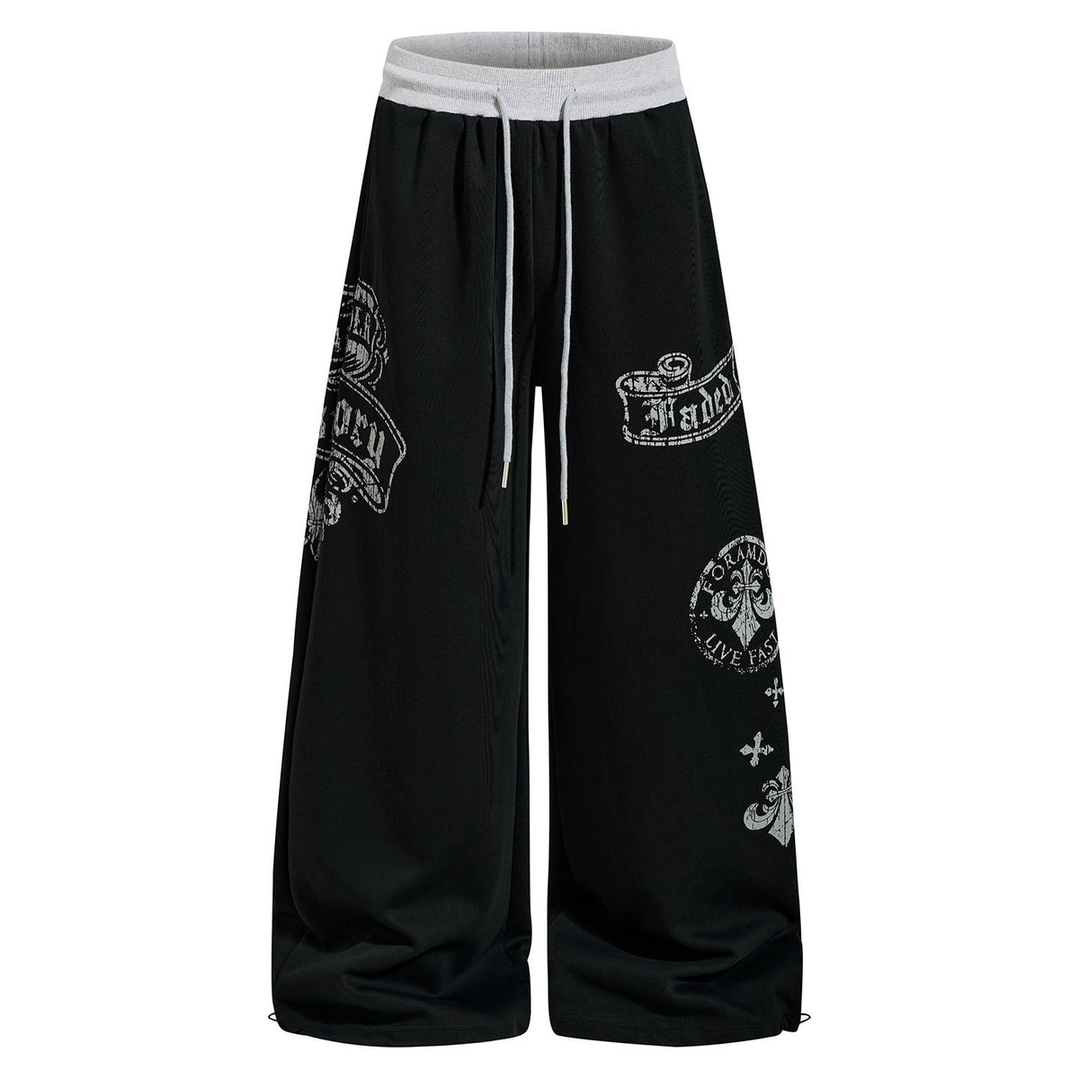 Retro Patchwork Color-Blocking Waistband Casual Pants Men's Printed Sweatpants Fashion Brand Versatile Sport Long Pants
