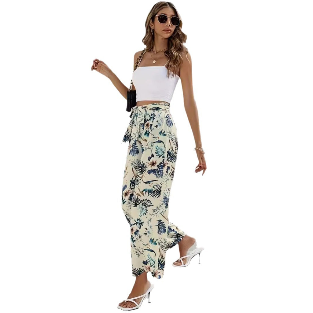 Lace up wide leg pants