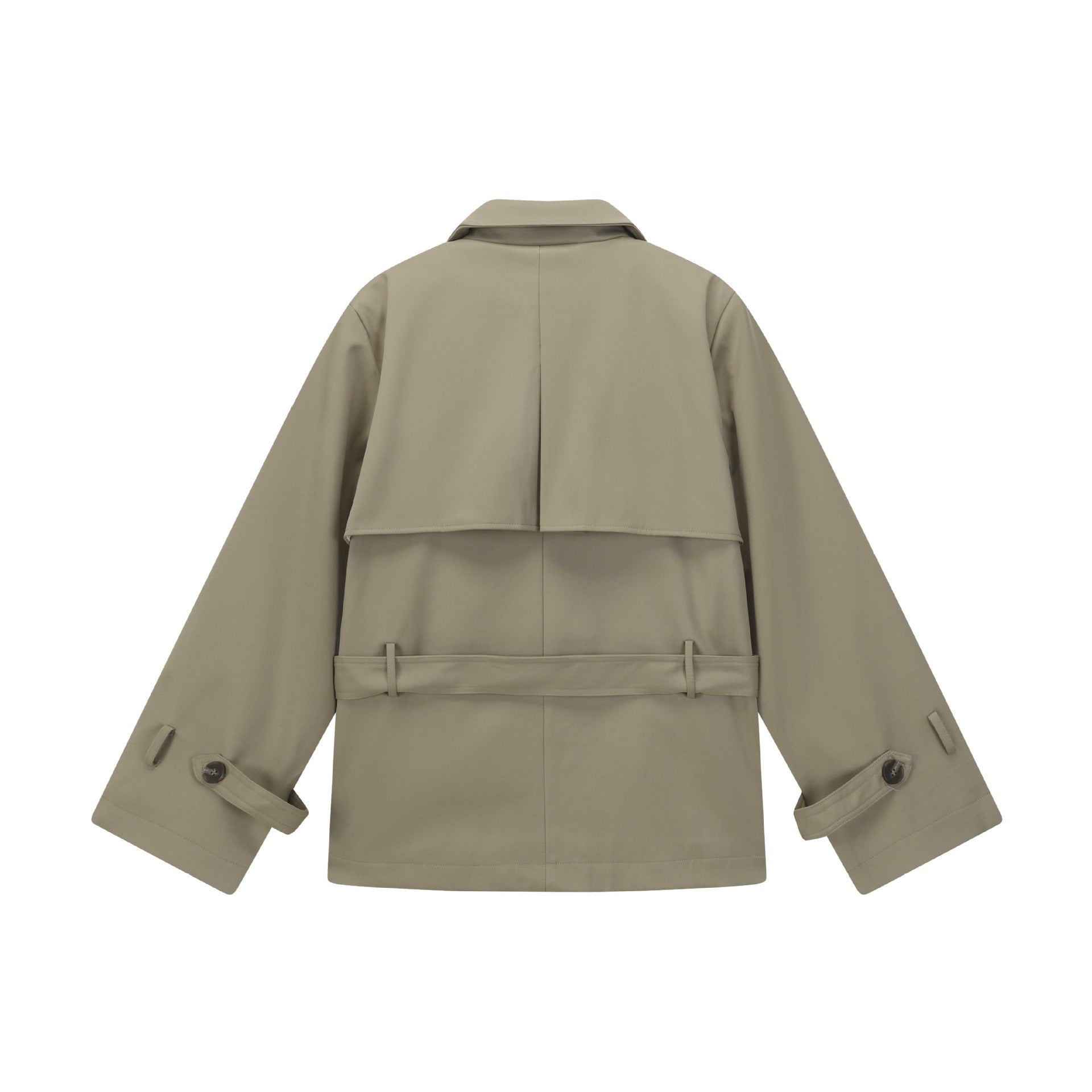Double-breasted Short Trench Coat Men's Loose Casual Design Turn-down Collar Outerwear