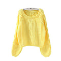 Round neck pullover versatile short Fried Dough Twists sweater for women