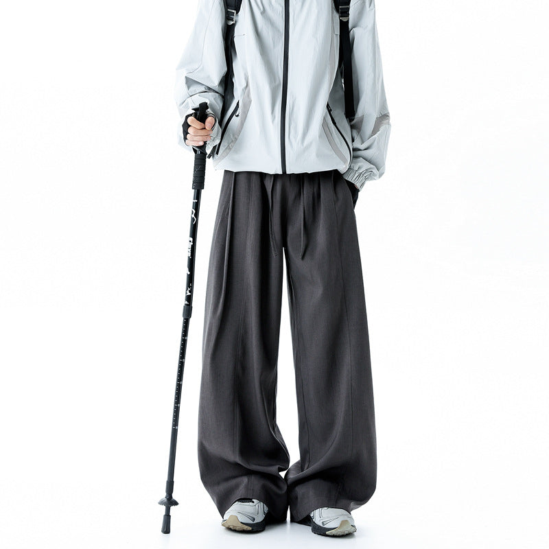 Men's Trousers Spring New Style Straight Loose Wide Leg Casual Long Pants Knife Cut Pants