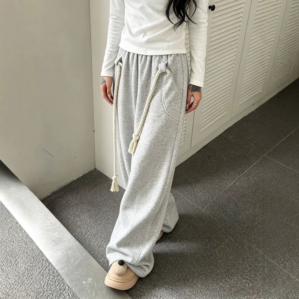 Casual Street Style Women's Loose Wide-Leg Sweatpants Fashionable Spring and Autumn High Street Sporty Pants