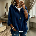 Hooded sweater cardigan solid color casual jacket for women