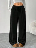 Fashionable Loose Fit Straight Leg Wide Leg Pants for Women, Comfortable Casual Long Trousers, Solid Color, Flowy Fabric, Versatile Style