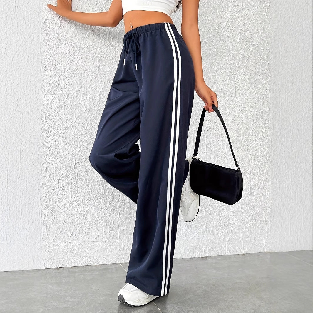 Striped elastic waistband pants