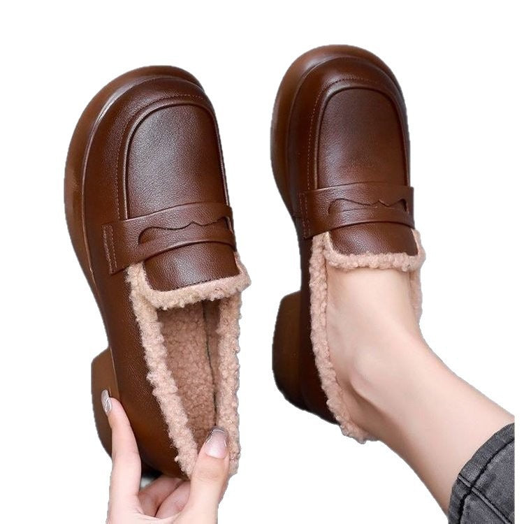Add cotton loafers thickened women's cotton shoes low heels
