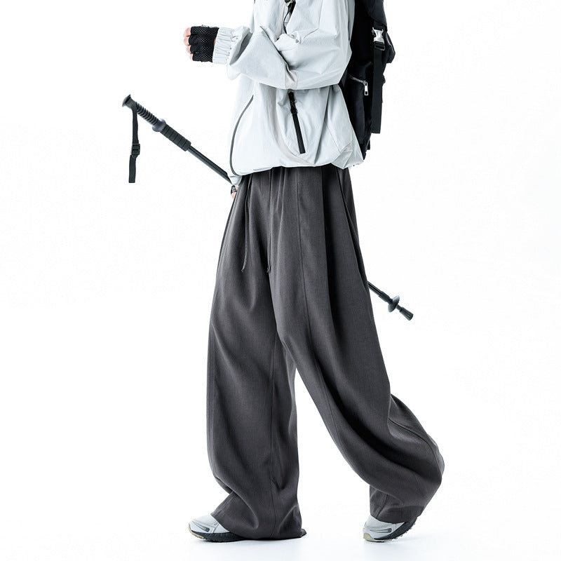 Men's Trousers Spring New Style Straight Loose Wide Leg Casual Long Pants Knife Cut Pants
