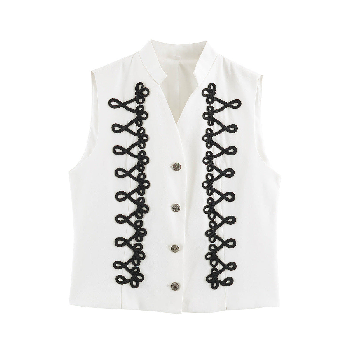 Knot wrapped flower sleeve buckle sleeveless vest women