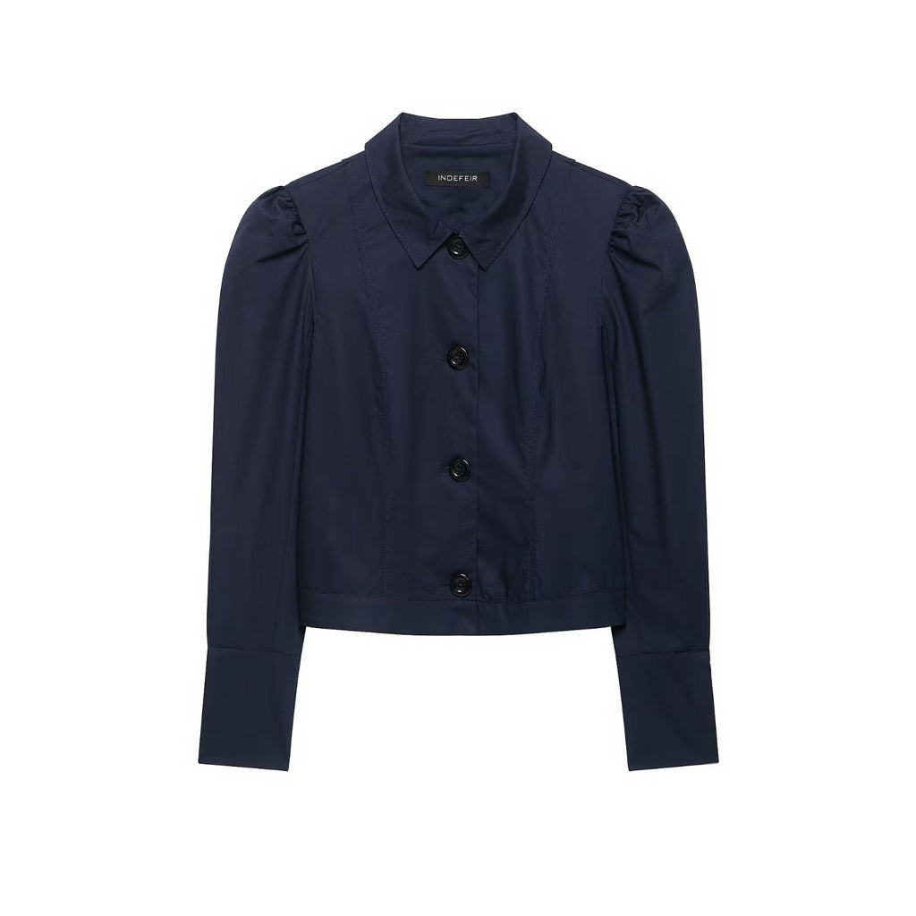 Stand up collar long sleeved single breasted top