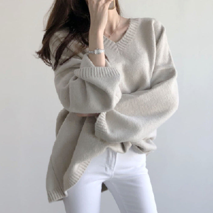 Lazy style loose outer sweater for women