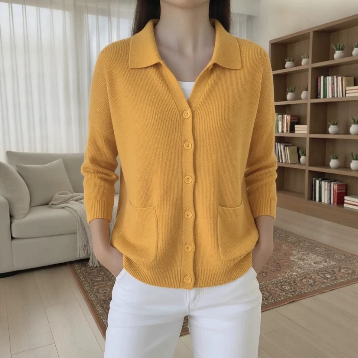 Knitted cardigan button women's sweater jacket for autumn and winter