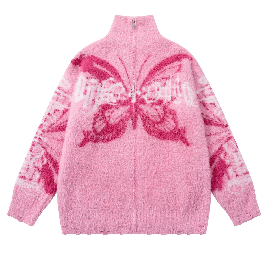 Cardigan with butterfly printed coat