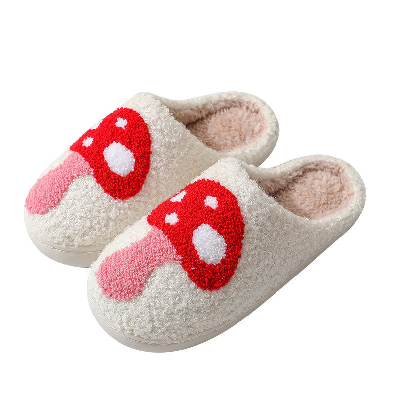 Winter Cute Cartoon Smile Flannel Slippers Wholesale Home Fuzzy Slippers