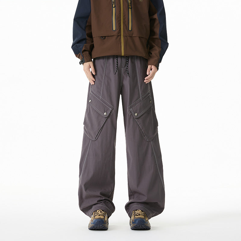 Casual Pants Men Outdoor Waterproof Cargo Pants Loose Fit Versatile Long Pants