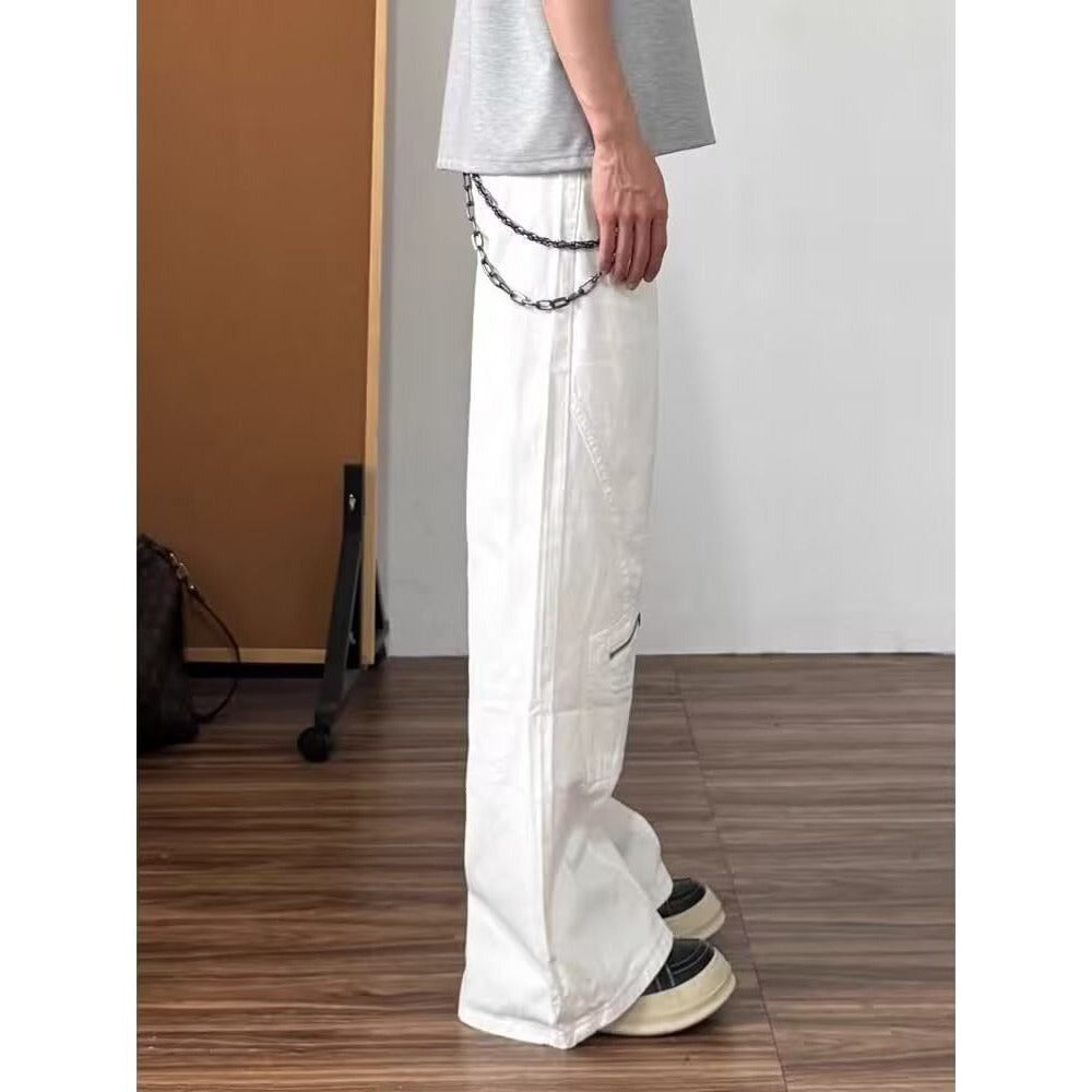 Straight Leg Tapered Jeans for Men Pants
