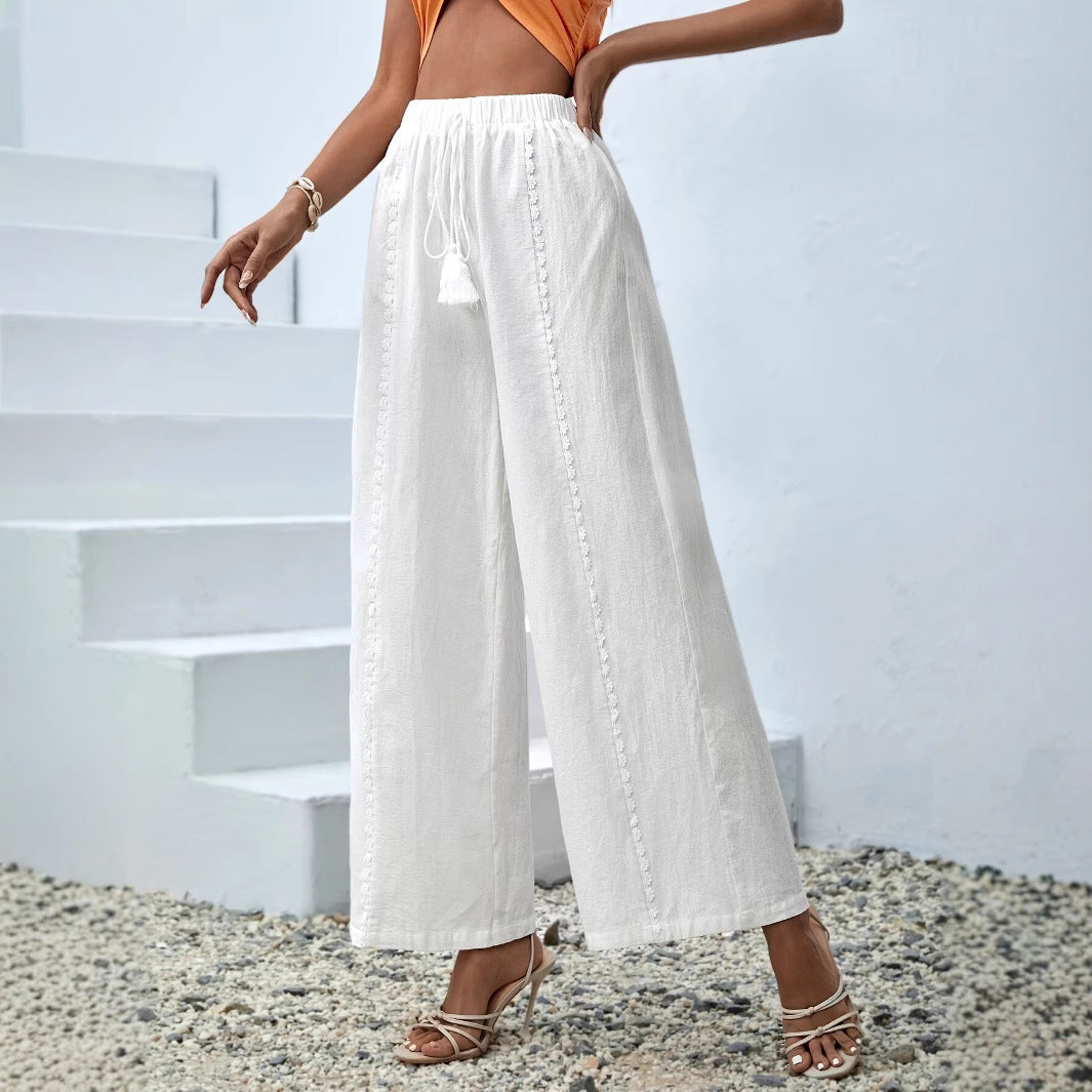 Loose tassel wide leg pants