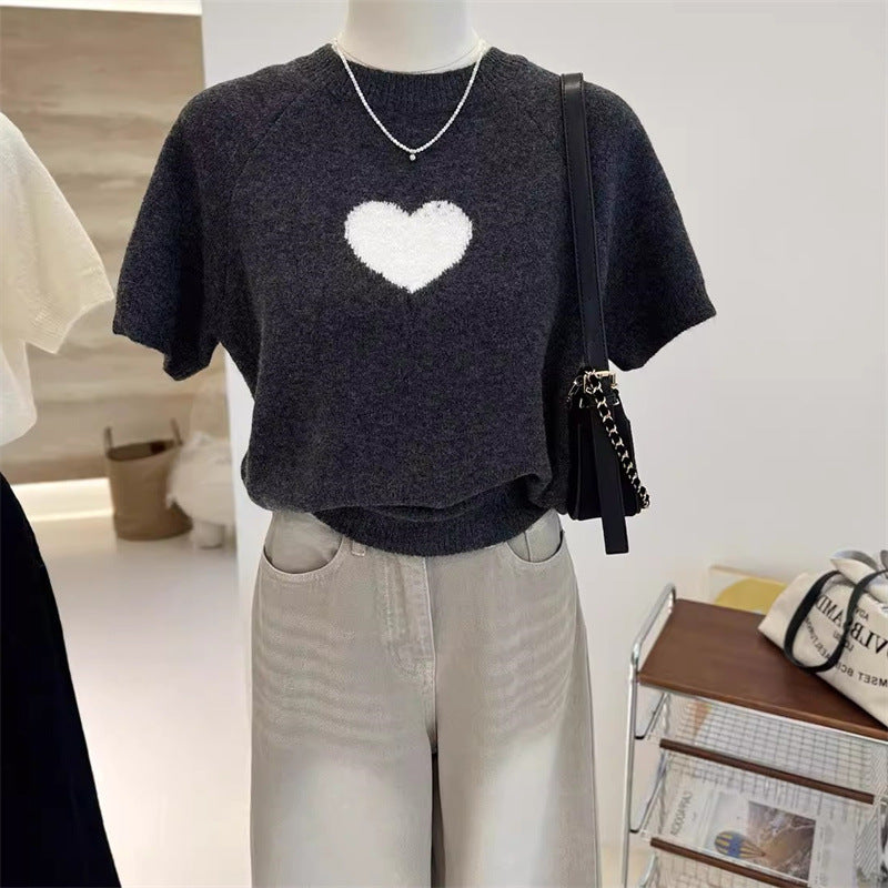 Love short sleeved knitted t-shirt French style