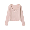 Long sleeved V-neck lace patchwork top