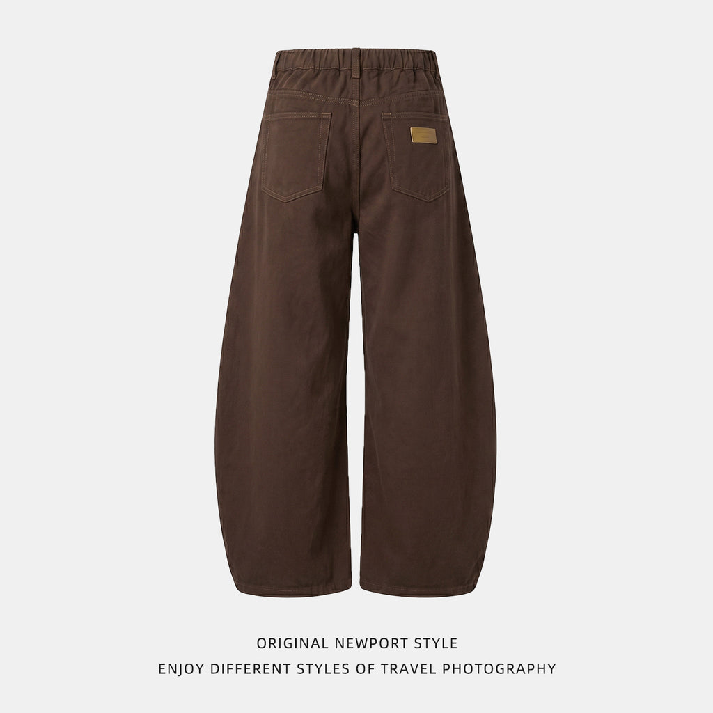 Twill texture knife-cut casual pants for men, autumn straight-leg loose color-blocked topstitching retro long pants
