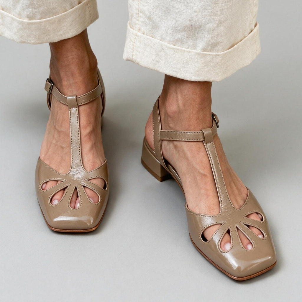 Made to order ships in 3–5 days Retro T-shaped buckle strap Roman hollow sandals for women