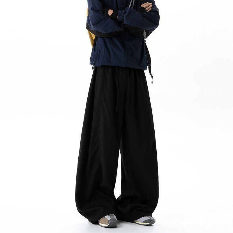 Men's Trousers Spring New Style Straight Loose Wide Leg Casual Long Pants Knife Cut Pants