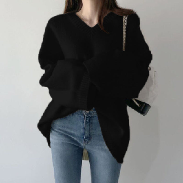 Lazy style loose outer sweater for women