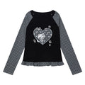 Color blocked polka dot long sleeved top