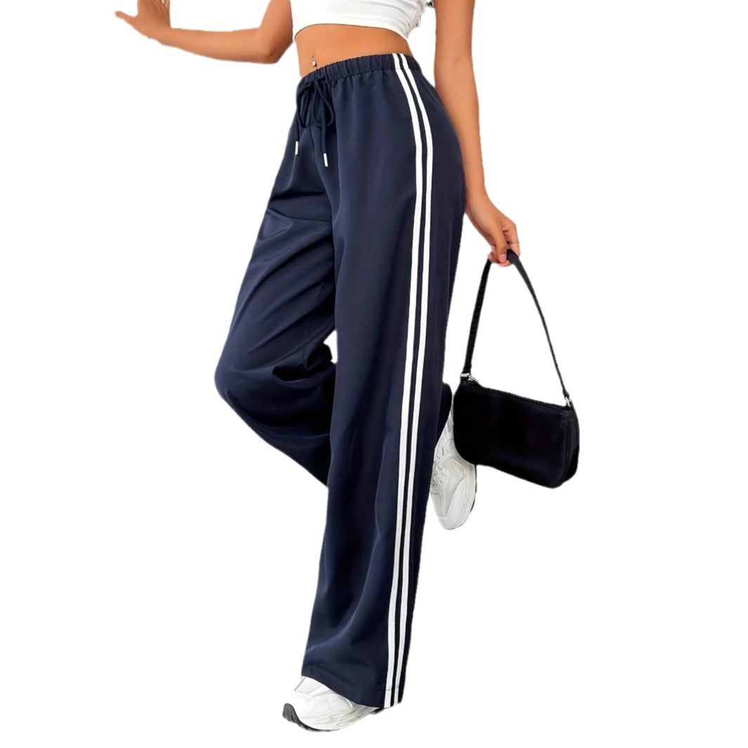 Striped elastic waistband pants