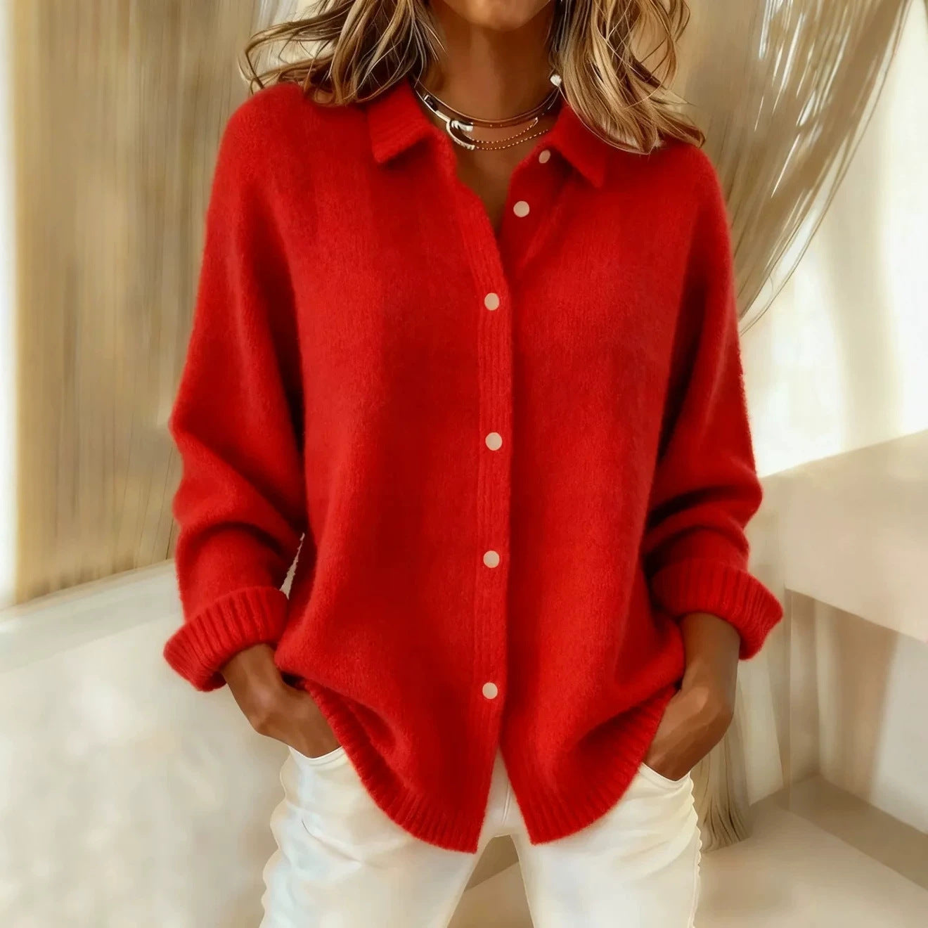 Women's cardigan sweater autumn and winter coat