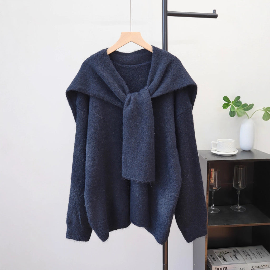 Loose shawl two-piece sweater set