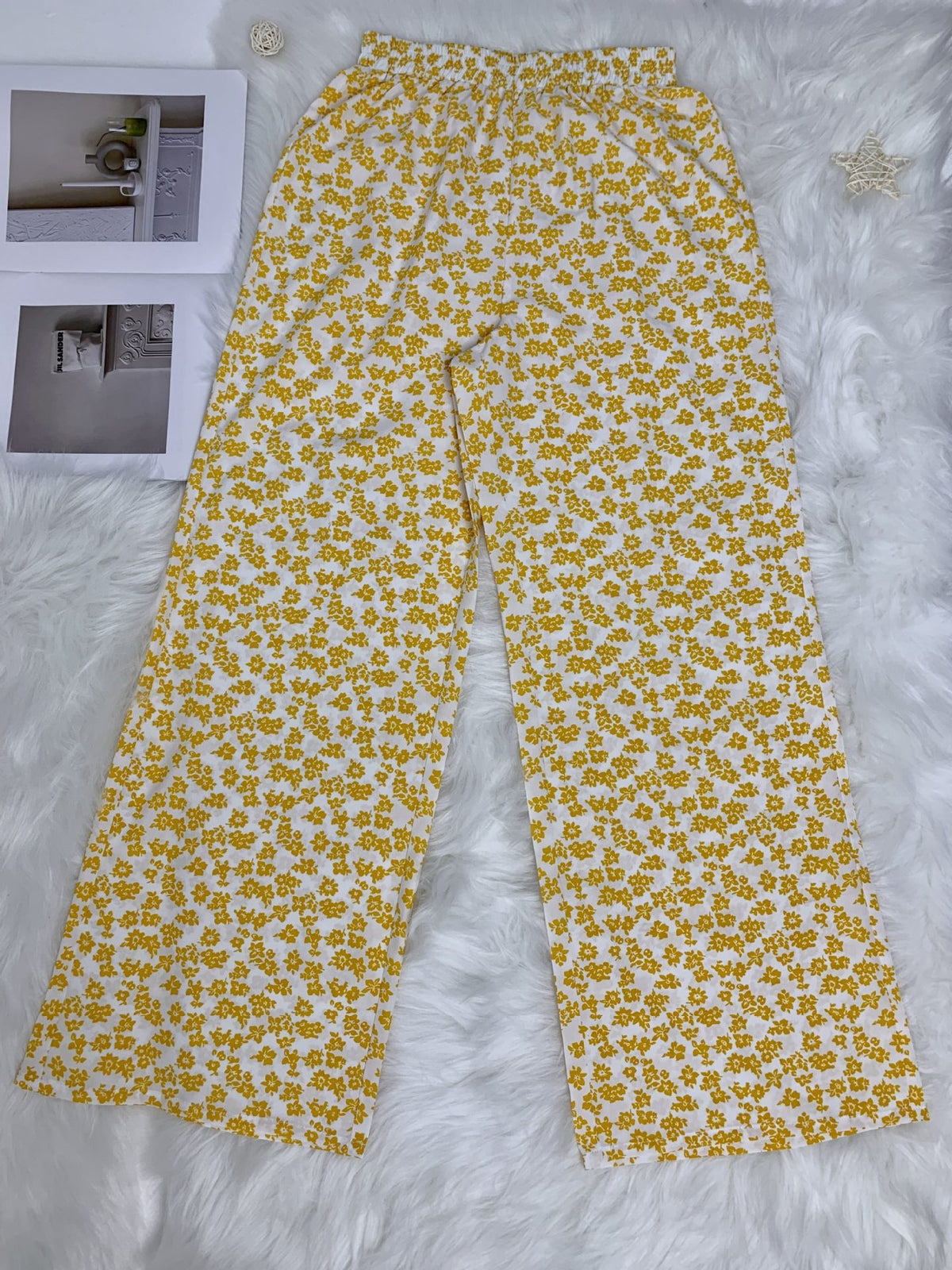 High waisted floral print loose wide leg pants