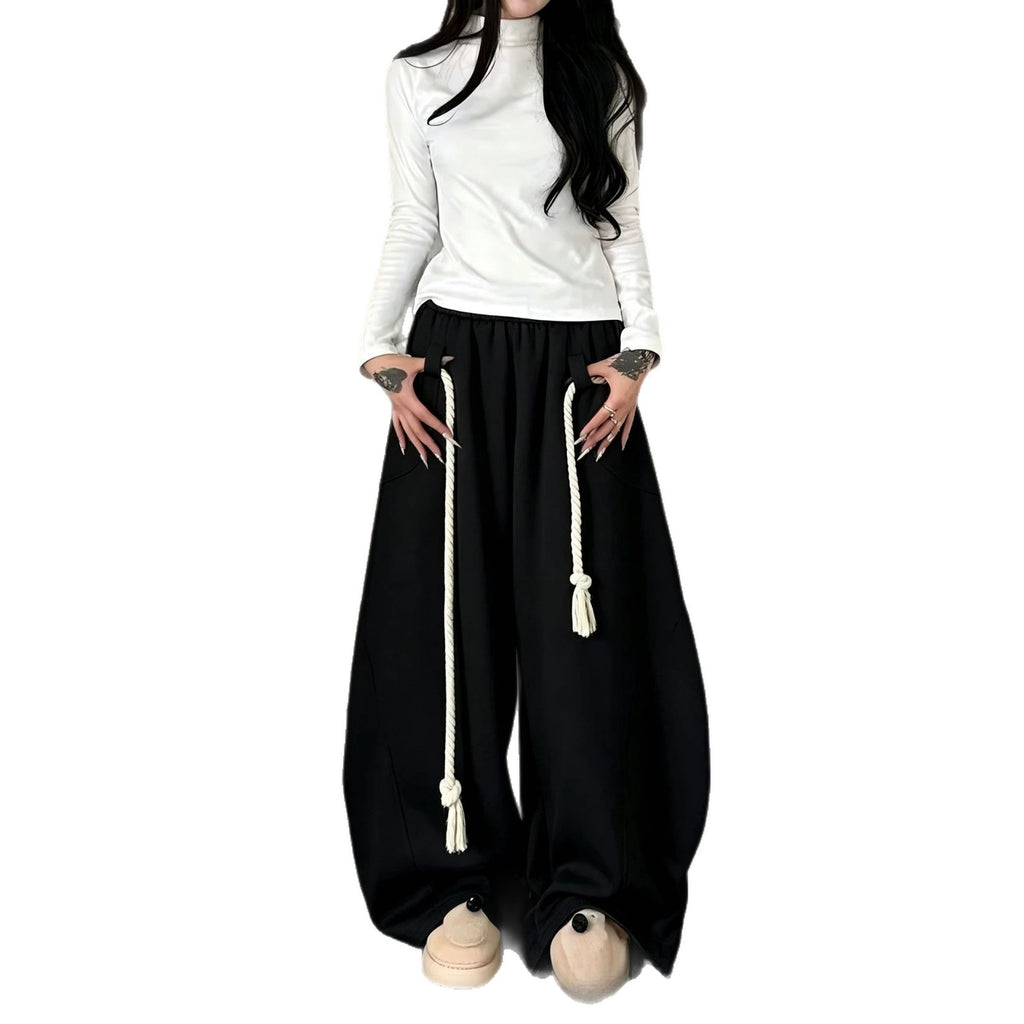 Casual Loose Wide-Leg Sweatpants for Women, Fashion Streetwear Style, Simple and Versatile High-Street Pants