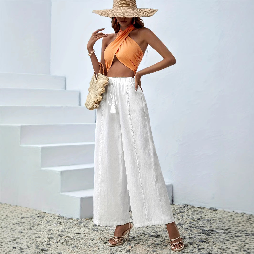 Loose tassel wide leg pants