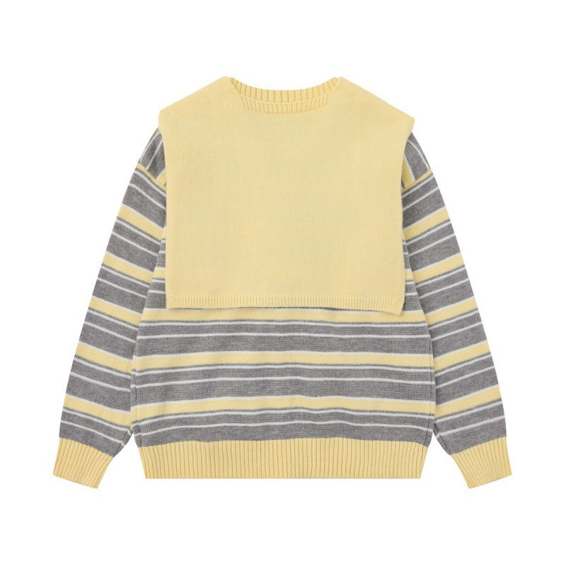 Striped button shawl jacket