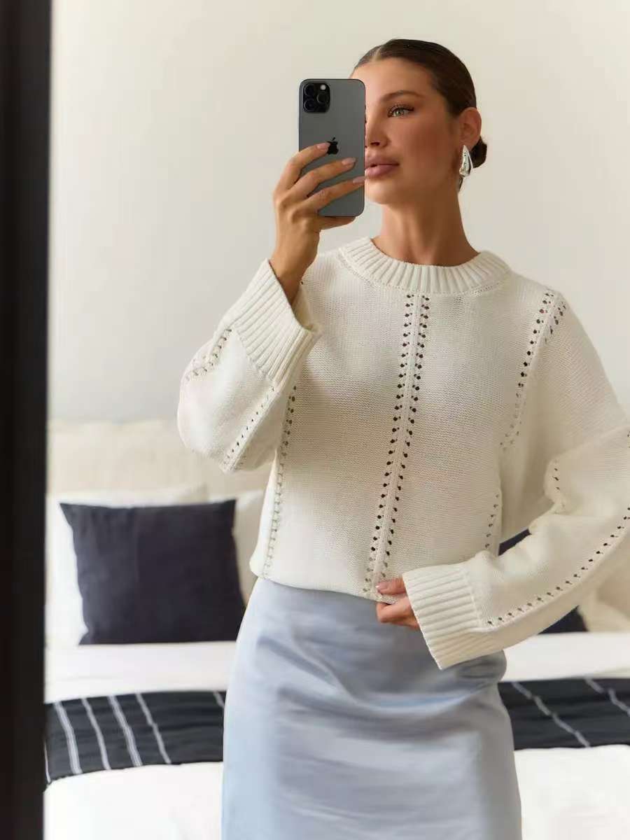 Hollow out pullover sweater for women in autumn and winter