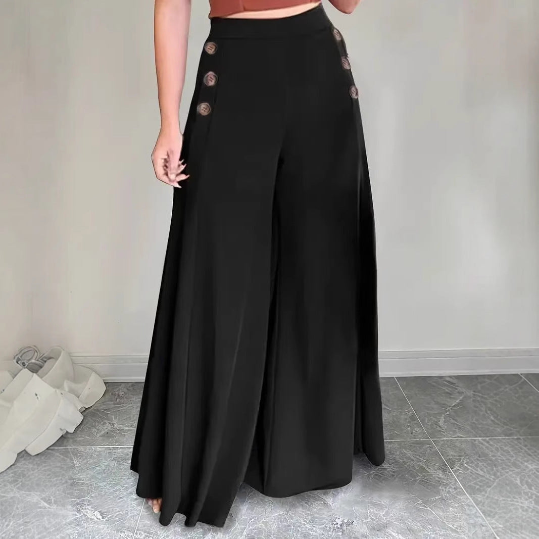 High waisted solid color wide leg long style