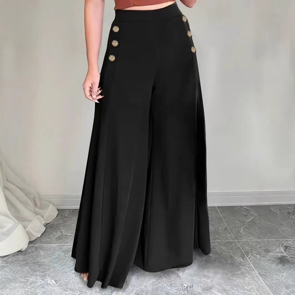High waisted solid color wide leg long style
