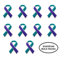 5/10/25/100 Pack Teal & Purple Ribbon Pins for Suicide, Sexual Assault Awareness