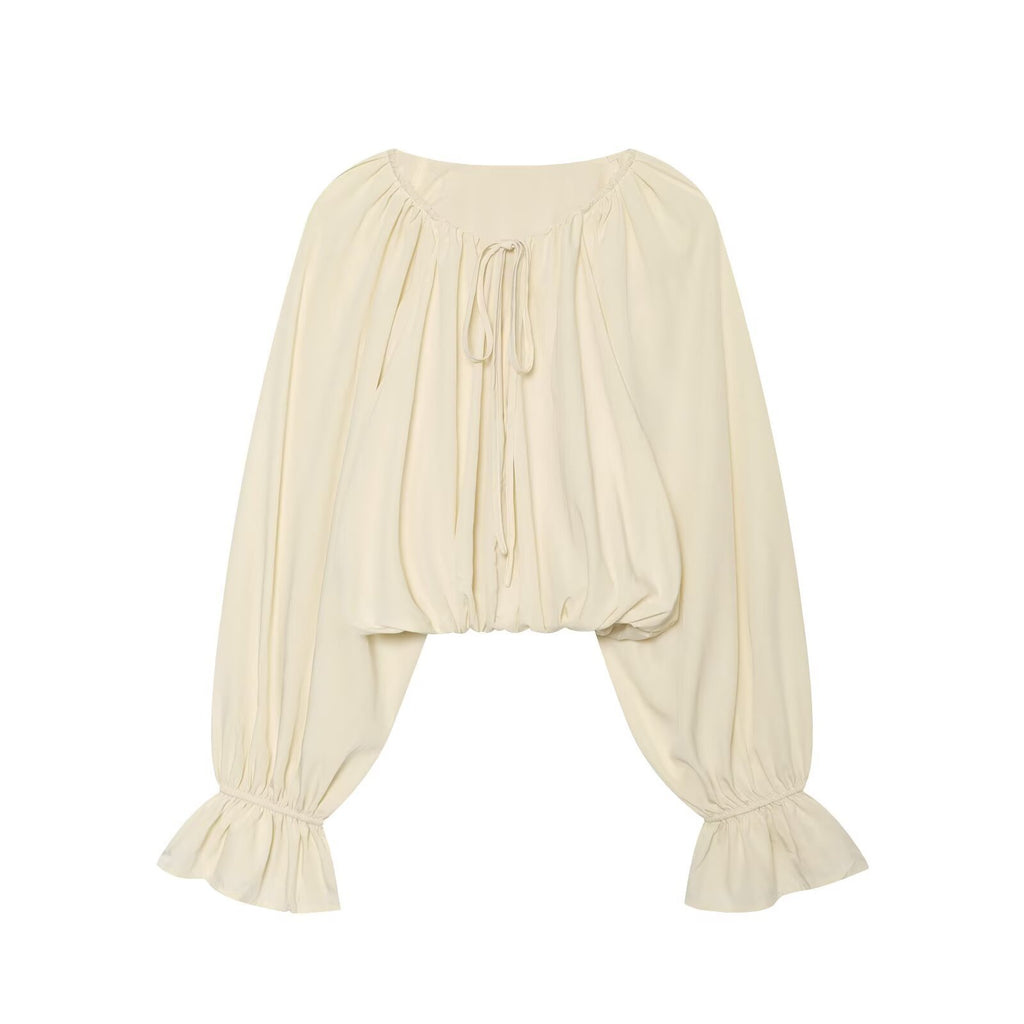 Round neck lace up top
