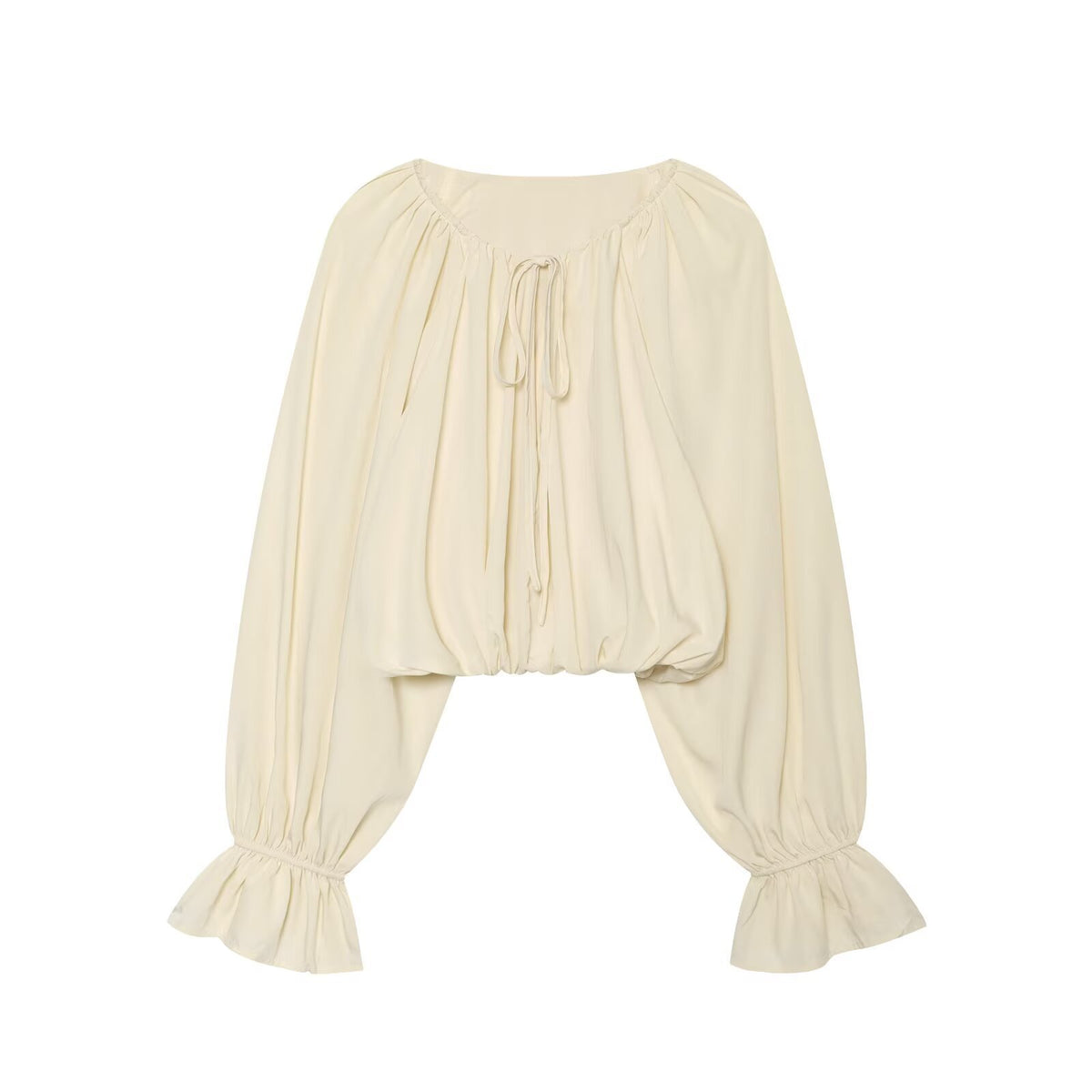 Round neck lace up top