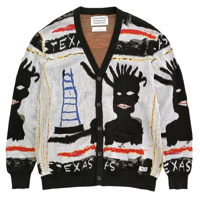 Sweaters Best Quality Knitted Jacquard V-neck Cardigan Mens Womens Loose Casual Wool jumper