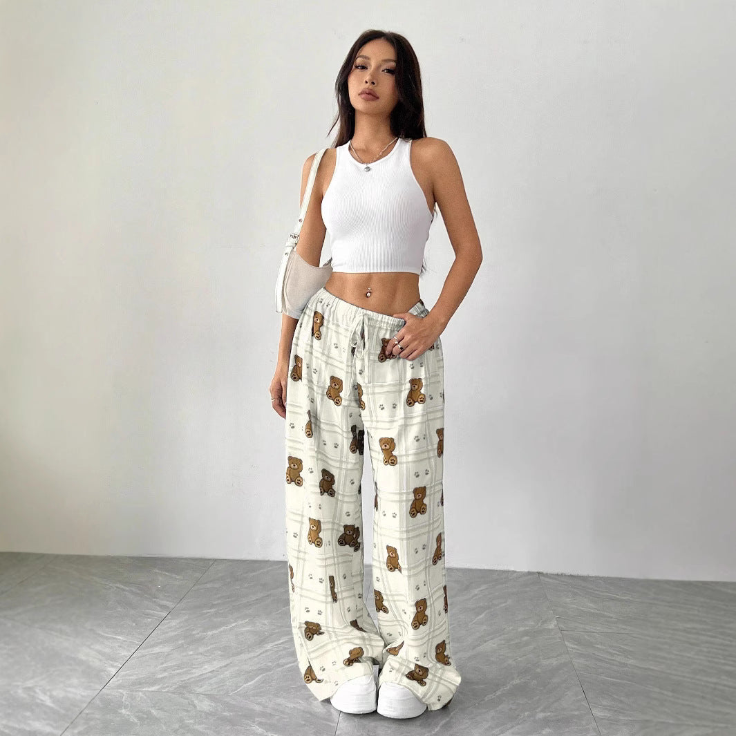 Elastic waist wide leg pants