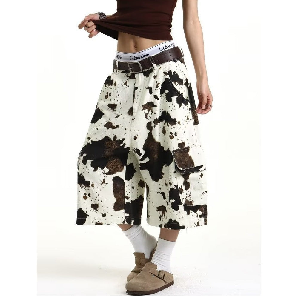 Lazy Loose High-Waisted Wide-Leg Shorts Pants