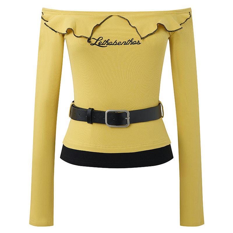 White one shoulder long sleeved top for women