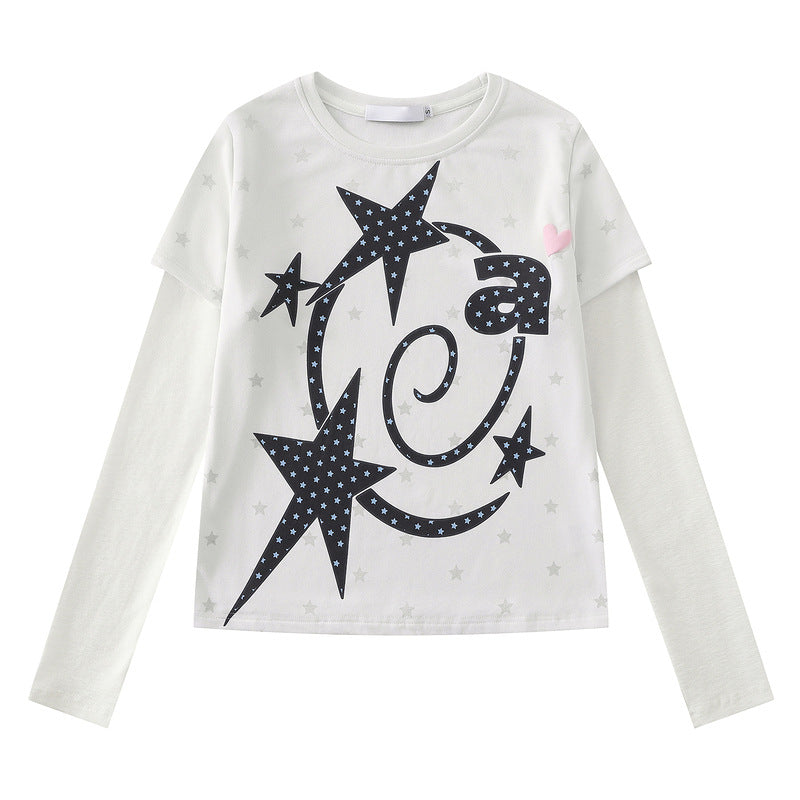 Fake two layered T-shirt with spiral printing
