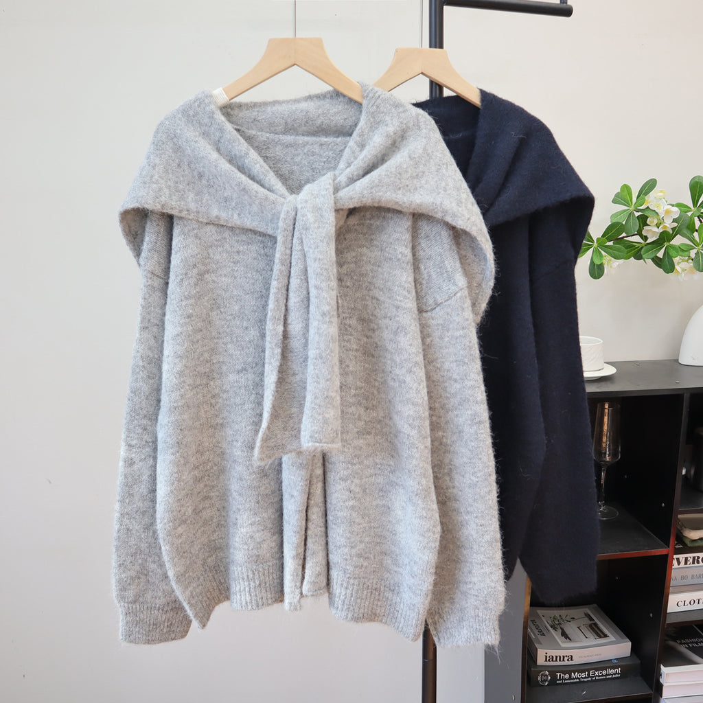 Loose shawl two-piece sweater set