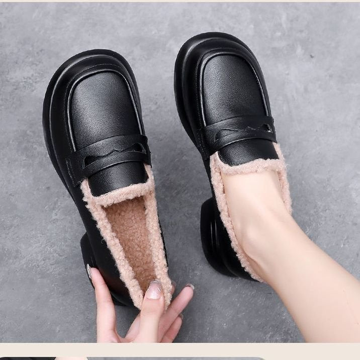 Add cotton loafers thickened women's cotton shoes low heels