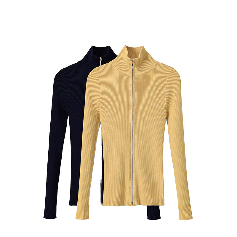 Stand up collar slim fit top